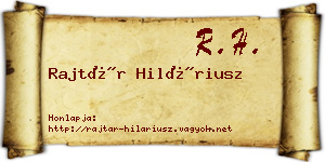 Rajtár Hiláriusz névjegykártya
